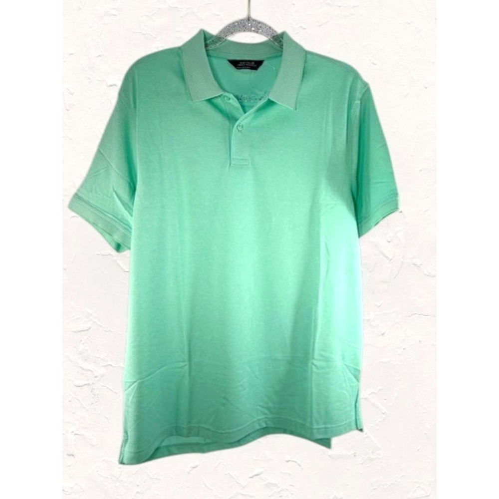 Member's Mark Men's XLarge Mint Green Stretch Pique Polo Shirt Short Sleeve Golf - Picture 5 of 8